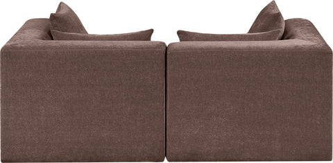 Willow 76" Brown Chenille Fabric Upholstered Sofa, 2-Piece (Style 2)
