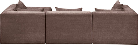Willow 114" Brown Chenille Fabric Upholstered 4Pc. Sectional, 4-Piece