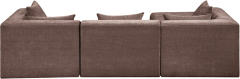 Willow 114" Brown Chenille Fabric Upholstered 4Pc. Sectional, 4-Piece