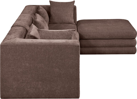 Willow 114" Brown Chenille Fabric Upholstered 4Pc. Sectional, 4-Piece