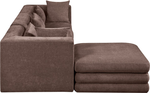 Willow 114" Brown Chenille Fabric Upholstered 4Pc. Sectional, 4-Piece