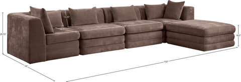 Willow 152" Brown Chenille Fabric Upholstered 5Pc. Sectional, 5-Piece