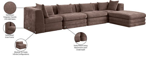 Willow 152" Brown Chenille Fabric Upholstered 5Pc. Sectional, 5-Piece