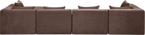 Willow 152" Brown Chenille Fabric Upholstered 5Pc. Sectional, 5-Piece