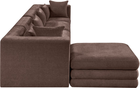 Willow 152" Brown Chenille Fabric Upholstered 5Pc. Sectional, 5-Piece