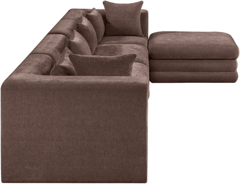 Willow 152" Brown Chenille Fabric Upholstered 5Pc. Sectional, 5-Piece