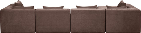 Willow 152" Brown Chenille Fabric Upholstered 5Pc. Sectional, 5-Piece