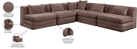 Willow 114" Brown Chenille Fabric Upholstered 5Pc. Sectional, 5-Piece