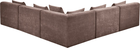Willow 114" Brown Chenille Fabric Upholstered 5Pc. Sectional, 5-Piece
