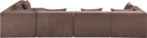 Willow 152" Brown Chenille Fabric Upholstered 5Pc. Sectional, 5-Piece (Style 2)