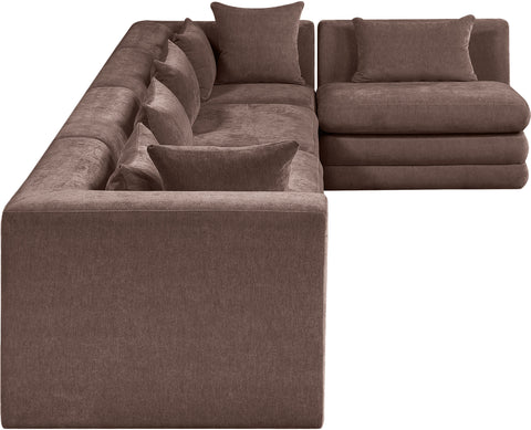 Willow 152" Brown Chenille Fabric Upholstered 5Pc. Sectional, 5-Piece (Style 2)