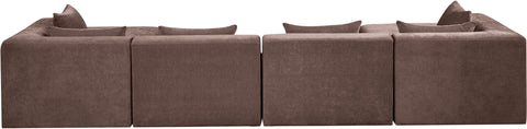 Willow 152" Brown Chenille Fabric Upholstered 6Pc. Sectional, 6-Piece (Style 2)