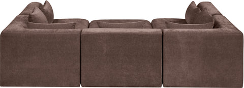 Willow 114" Brown Chenille Fabric Upholstered 6Pc. Sectional, 6-Piece