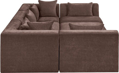 Willow 114" Brown Chenille Fabric Upholstered 6Pc. Sectional, 6-Piece