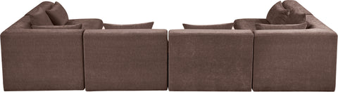 Willow 152" Brown Chenille Fabric Upholstered 6Pc. Sectional, 6-Piece (Style 3)