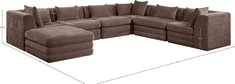Willow 152" Brown Chenille Fabric Upholstered 7Pc. Sectional, 7-Piece