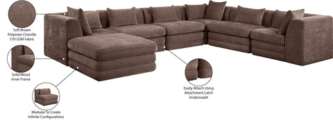 Willow 152" Brown Chenille Fabric Upholstered 7Pc. Sectional, 7-Piece