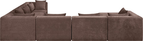 Willow 152" Brown Chenille Fabric Upholstered 7Pc. Sectional, 7-Piece
