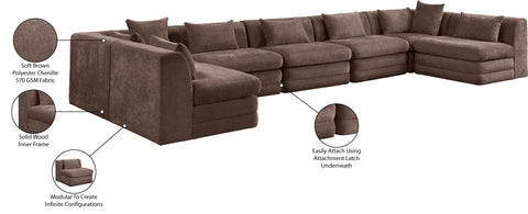 Willow 190" Brown Chenille Fabric Upholstered 7Pc. Sectional, 7-Piece