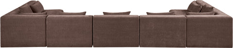 Willow 190" Brown Chenille Fabric Upholstered 7Pc. Sectional, 7-Piece