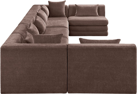 Willow 190" Brown Chenille Fabric Upholstered 7Pc. Sectional, 7-Piece