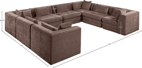 Willow 152" Brown Chenille Fabric Upholstered 8Pc. Sectional, 8-Piece