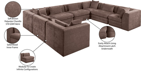 Willow 152" Brown Chenille Fabric Upholstered 8Pc. Sectional, 8-Piece