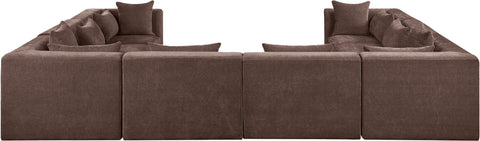 Willow 152" Brown Chenille Fabric Upholstered 8Pc. Sectional, 8-Piece