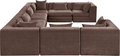 Willow 152" Brown Chenille Fabric Upholstered 8Pc. Sectional, 8-Piece