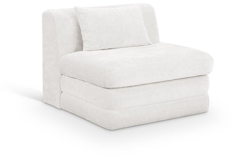 Willow Cream Chenille Fabric Upholstered Armless Chair, 1 Piece