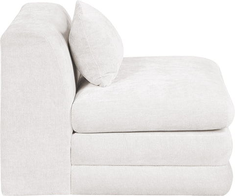 Willow Cream Chenille Fabric Upholstered Armless Chair, 1 Piece