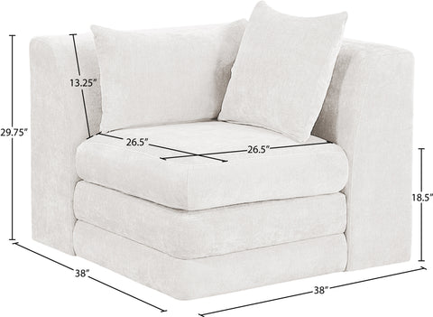 Willow Cream Chenille Fabric Upholstered Corner Chair, 1 Piece