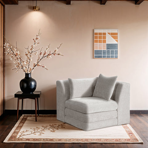 Willow Cream Chenille Fabric Upholstered Corner Chair, 1 Piece