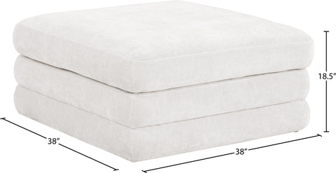 Willow Cream Chenille Fabric Upholstered Ottoman, 1 Piece
