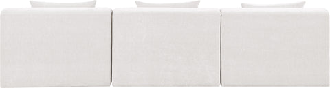 Willow 114" Cream Chenille Fabric Upholstered Sofa, 3-Piece