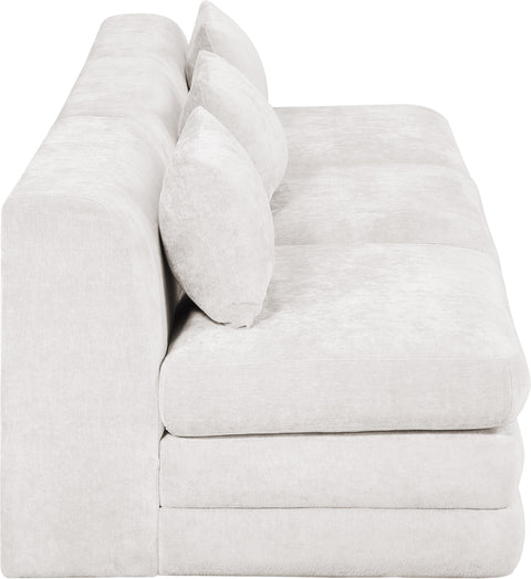 Willow 114" Cream Chenille Fabric Upholstered Sofa, 3-Piece