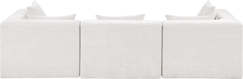 Willow 114" Cream Chenille Fabric Upholstered Sofa, 3-Piece (Style 2)