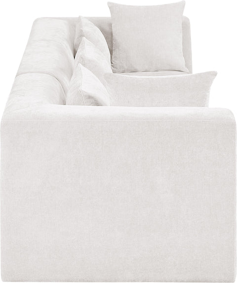 Willow 114" Cream Chenille Fabric Upholstered Sofa, 3-Piece (Style 2)