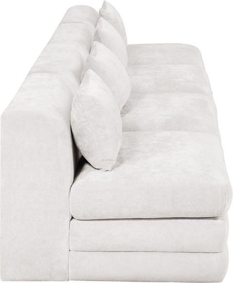 Willow 152" Cream Chenille Fabric Upholstered Sofa, 4-Piece