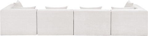 Willow 152" Cream Chenille Fabric Upholstered Sofa, 4-Piece (Style 2)