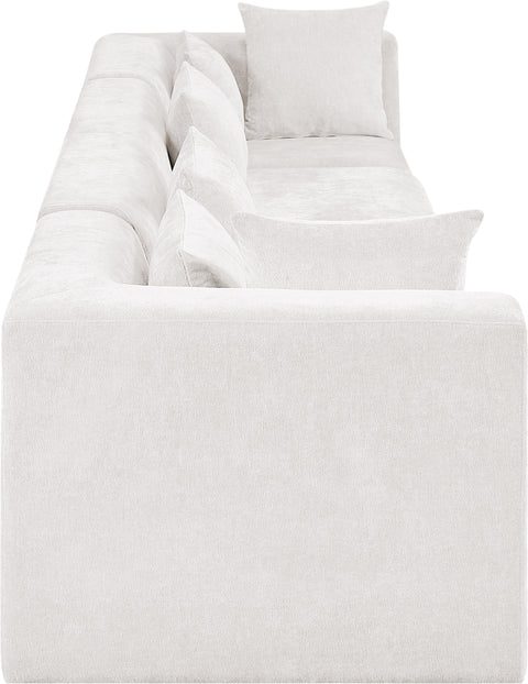 Willow 152" Cream Chenille Fabric Upholstered Sofa, 4-Piece (Style 2)