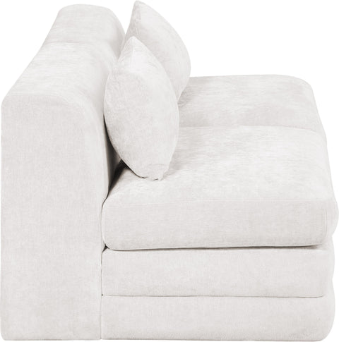 Willow 76" Cream Chenille Fabric Upholstered Sofa, 2-Piece