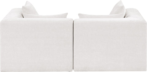 Willow 76" Cream Chenille Fabric Upholstered Sofa, 2-Piece (Style 2)