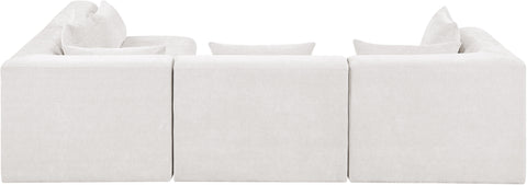 Willow 114" Cream Chenille Fabric Upholstered 4Pc. Sectional, 4-Piece (Style 2)