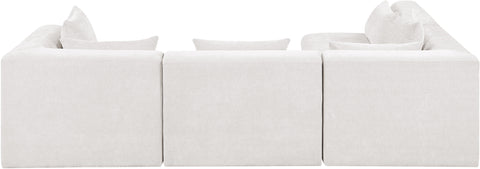Willow 114" Cream Chenille Fabric Upholstered 4Pc. Sectional, 4-Piece (Style 2)