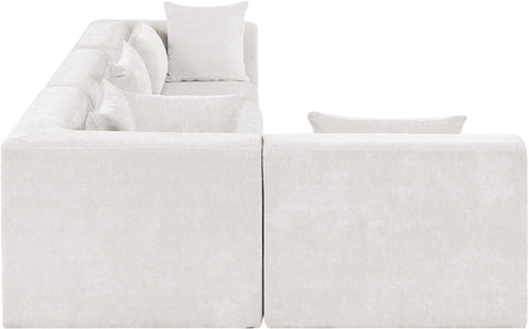 Willow 114" Cream Chenille Fabric Upholstered 4Pc. Sectional, 4-Piece (Style 2)