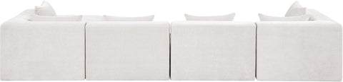 Willow 152" Cream Chenille Fabric Upholstered 5Pc. Sectional, 5-Piece