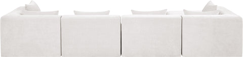 Willow 152" Cream Chenille Fabric Upholstered 5Pc. Sectional, 5-Piece