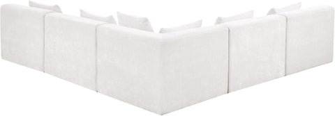 Willow 114" Cream Chenille Fabric Upholstered 5Pc. Sectional, 5-Piece