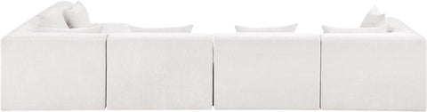 Willow 152" Cream Chenille Fabric Upholstered 5Pc. Sectional, 5-Piece (Style 2)